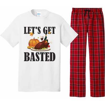 Lets Get Basted Funny Thanksgiving Pun Turkey Holiday Cool Gift Pajama Set