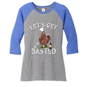 LetS Get Basted Gift Women's Tri-Blend 3/4-Sleeve Raglan Shirt