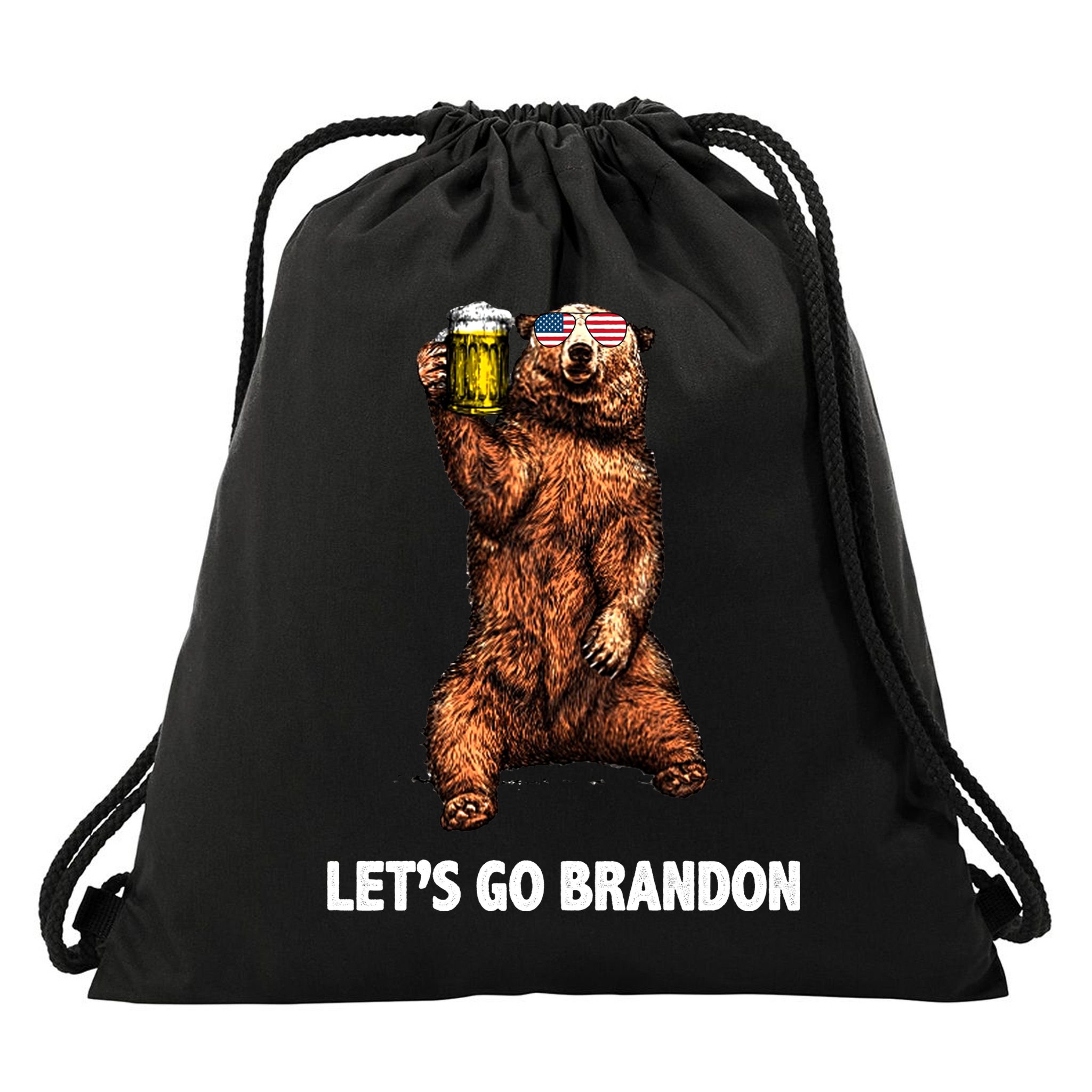 Let's Go Brandon Cheers American Bear Drawstring Bag