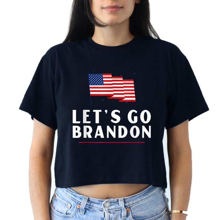 Lets Go Brandon Shirt Funny Trending Lets Go Brandon Meme Women's Crop Top Tee
