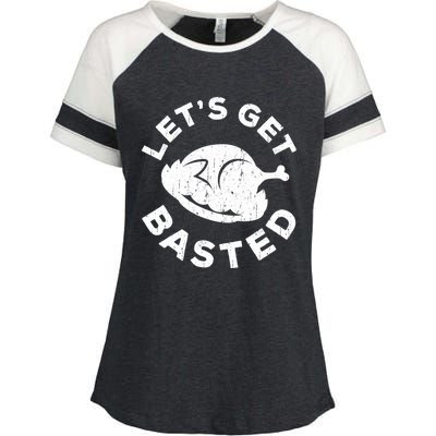 Lets Get Basted Thanksgiving Day Funny Gift Enza Ladies Jersey Colorblock Tee