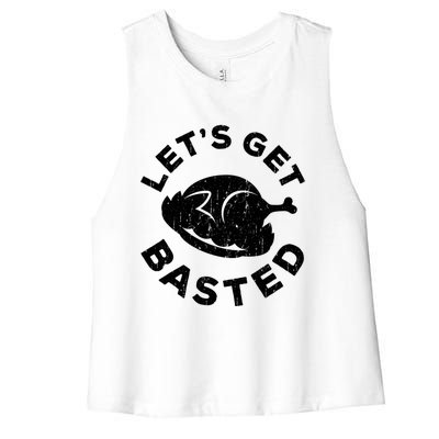 Lets Get Basted Thanksgiving Day Funny Gift Women's Racerback Cropped Tank