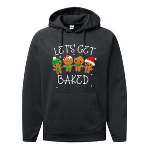 Let's Get Baked Funny Merry Christmas Cookies Gingerbread Performance Fleece Hoodie