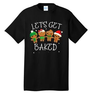 Let's Get Baked Funny Merry Christmas Cookies Gingerbread Tall T-Shirt