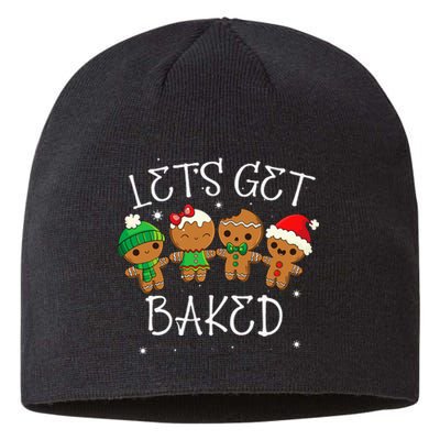 Let's Get Baked Funny Merry Christmas Cookies Gingerbread Sustainable Beanie