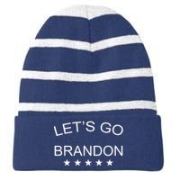 Let's Go Brandon Funny Joe Biden Striped Beanie with Solid Band