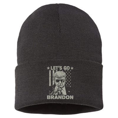 LetS Go Braden Brandon Us Flag Funny Trendy Sarcastic Sustainable Knit Beanie