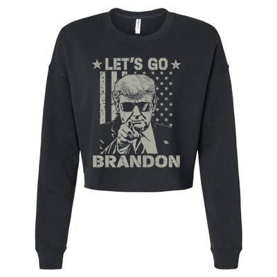 LetS Go Braden Brandon Us Flag Funny Trendy Sarcastic Cropped Pullover Crew