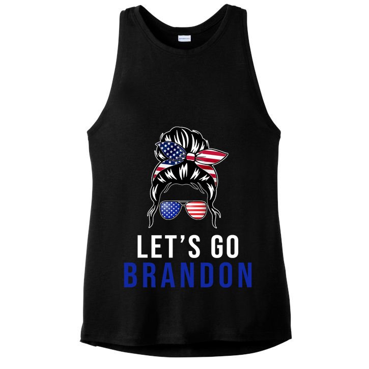 Let's Go Brandon Messy Bun Ladies PosiCharge Tri-Blend Wicking Tank