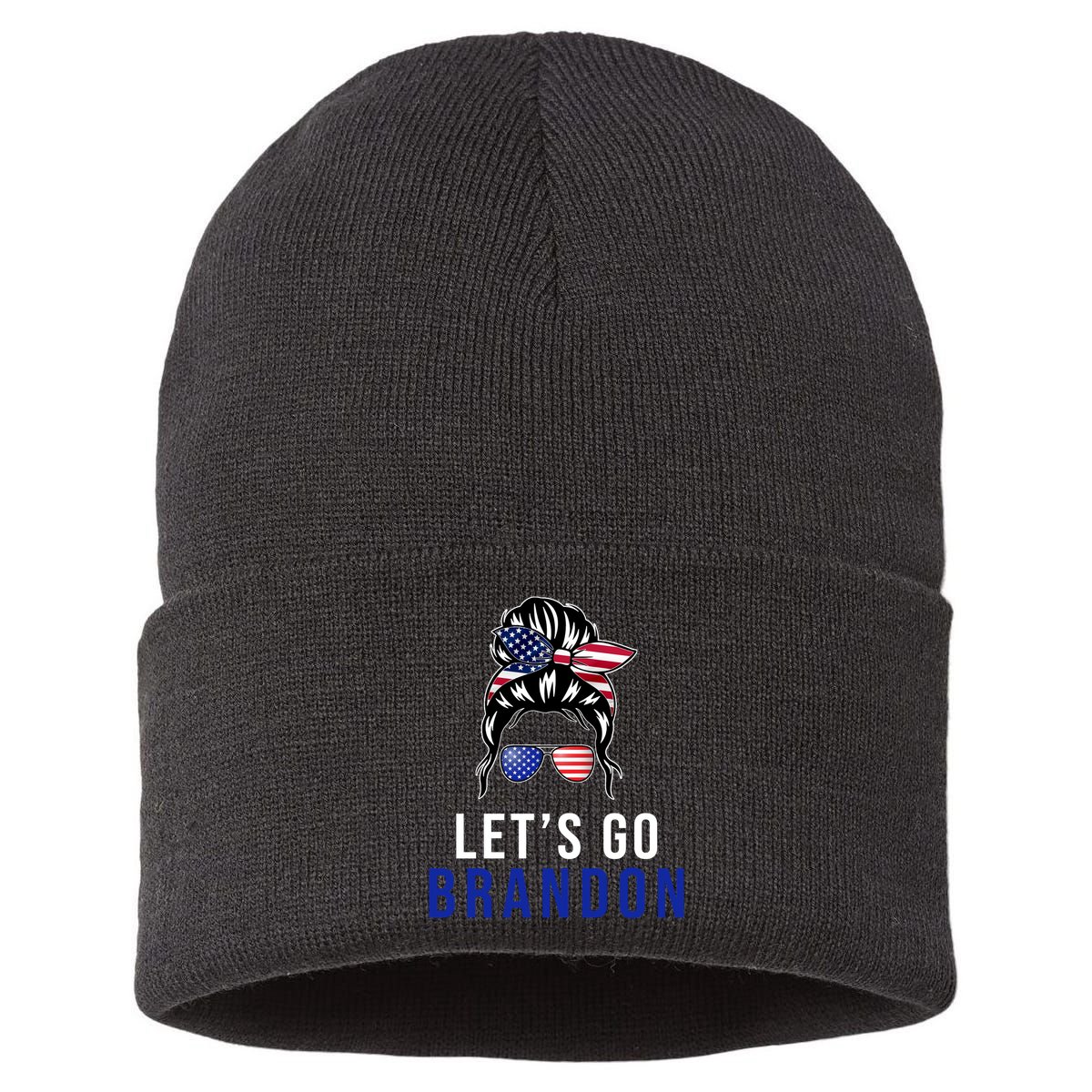 Let's Go Brandon Messy Bun Sustainable Knit Beanie