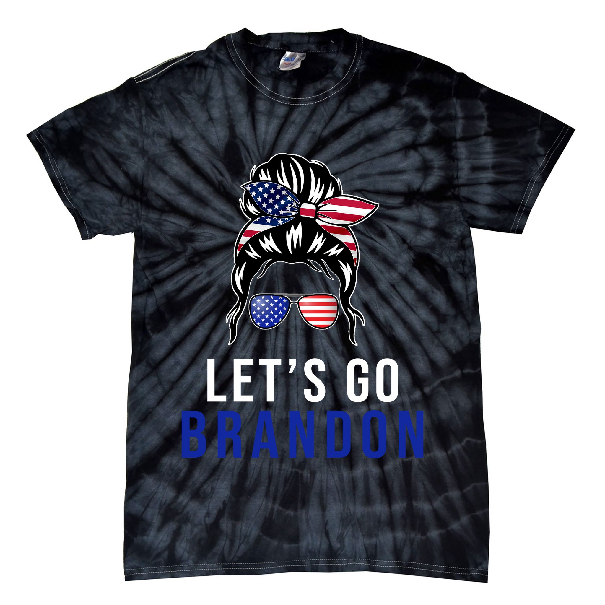 Let's Go Brandon Messy Bun Tie-Dye T-Shirt