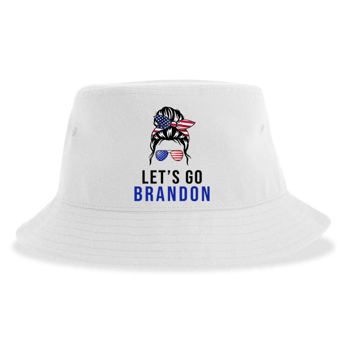 Let's Go Brandon Messy Bun Sustainable Bucket Hat