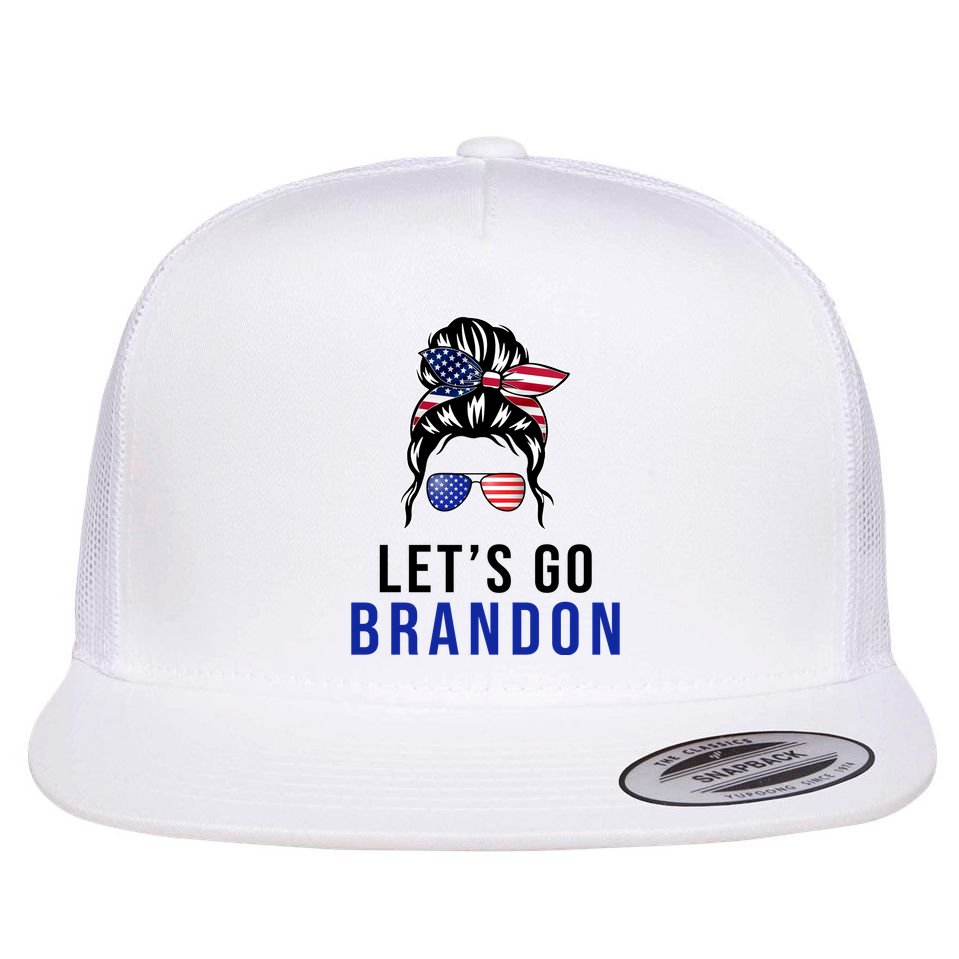Let's Go Brandon Messy Bun Flat Bill Trucker Hat