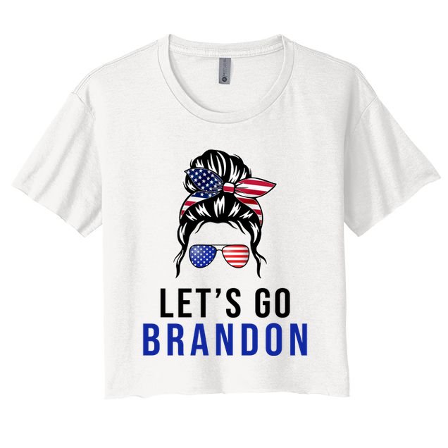Let's Go Brandon Messy Bun Crop Top
