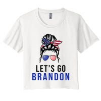 Let's Go Brandon Messy Bun Crop Top