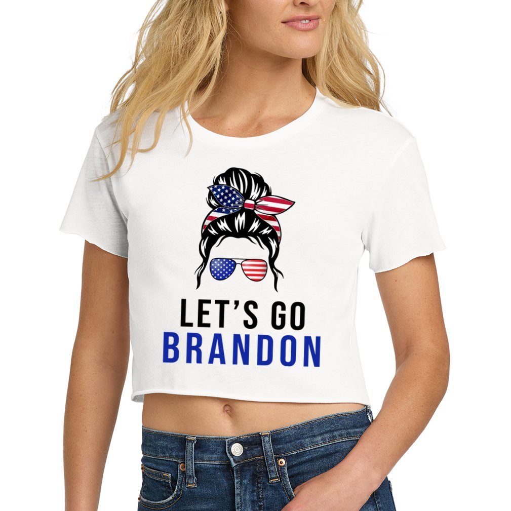 Let's Go Brandon Messy Bun Crop Top