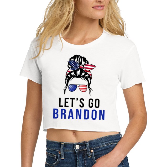 Let's Go Brandon Messy Bun Crop Top