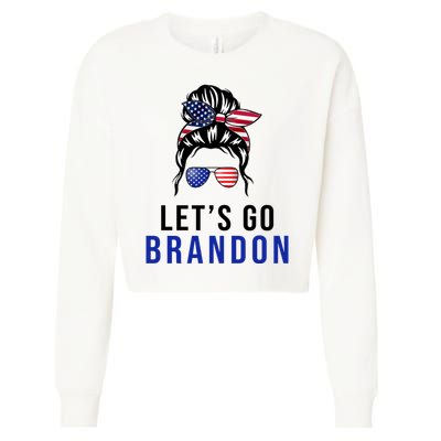 Let's Go Brandon Messy Bun Cropped Pullover Crew