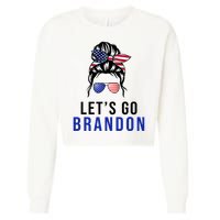 Let's Go Brandon Messy Bun Cropped Pullover Crew