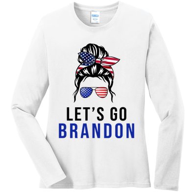 Let's Go Brandon Messy Bun Ladies Long Sleeve Shirt