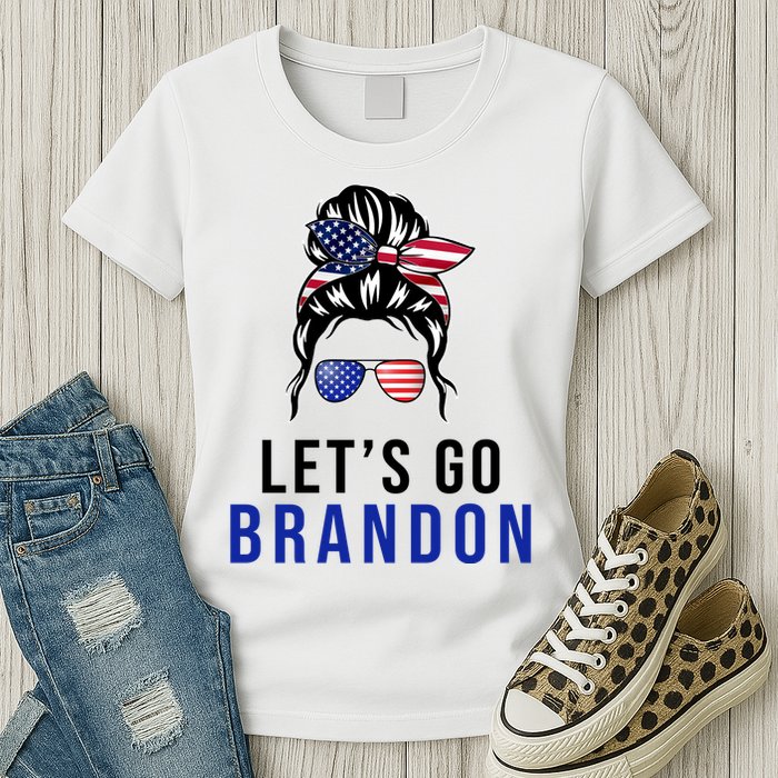 Let's Go Brandon Messy Bun Womens T-Shirt