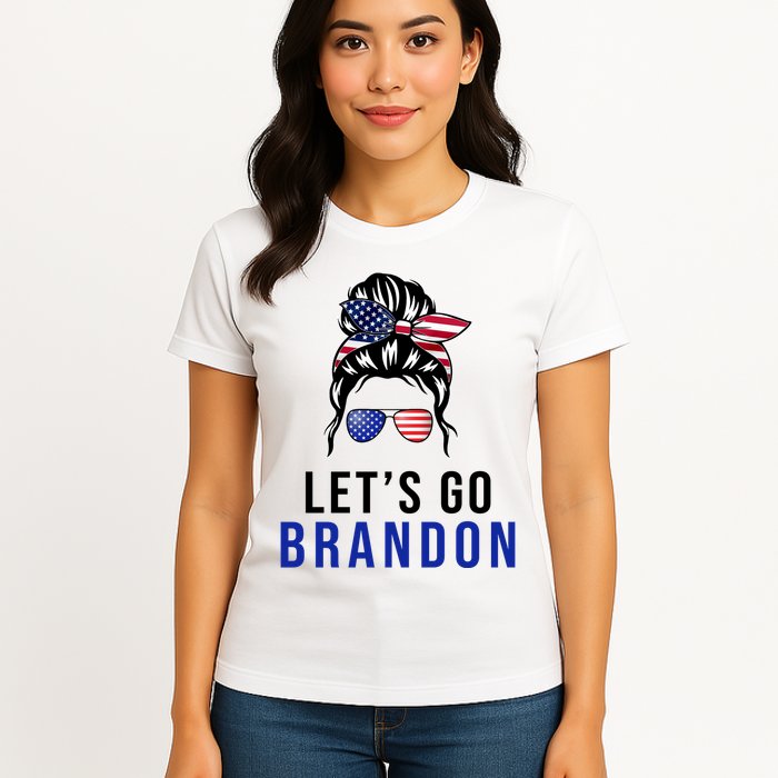 Let's Go Brandon Messy Bun Womens T-Shirt