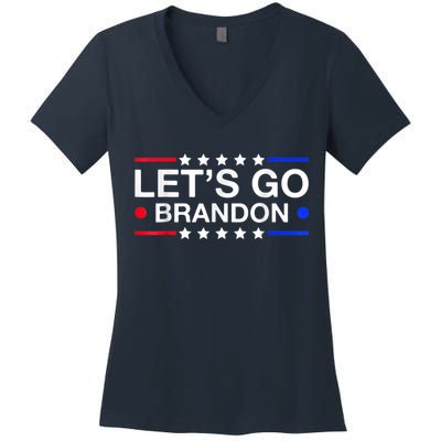 Let's Go Brandon Conservative US Flag Women's V-Neck T-Shirt