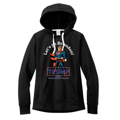 Let's Go Brandon Funny Gift Pro Trump 2024 Flag Anti Joe Biden Cute Gift Women's Fleece Hoodie