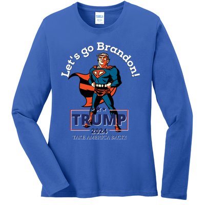 Let's Go Brandon Funny Gift Pro Trump 2024 Flag Anti Joe Biden Cute Gift Ladies Long Sleeve Shirt