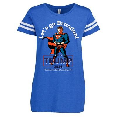 Let's Go Brandon Funny Gift Pro Trump 2024 Flag Anti Joe Biden Cute Gift Enza Ladies Jersey Football T-Shirt