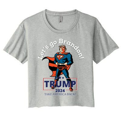 Let's Go Brandon Funny Gift Pro Trump 2024 Flag Anti Joe Biden Cute Gift Women's Crop Top Tee