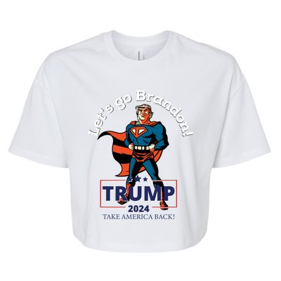 Let's Go Brandon Funny Gift Pro Trump 2024 Flag Anti Joe Biden Cute Gift Bella+Canvas Jersey Crop Tee