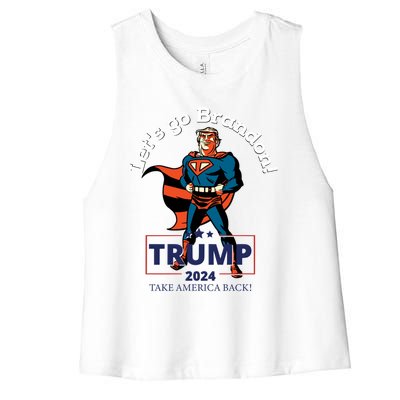 Let's Go Brandon Funny Gift Pro Trump 2024 Flag Anti Joe Biden Cute Gift Women's Racerback Cropped Tank