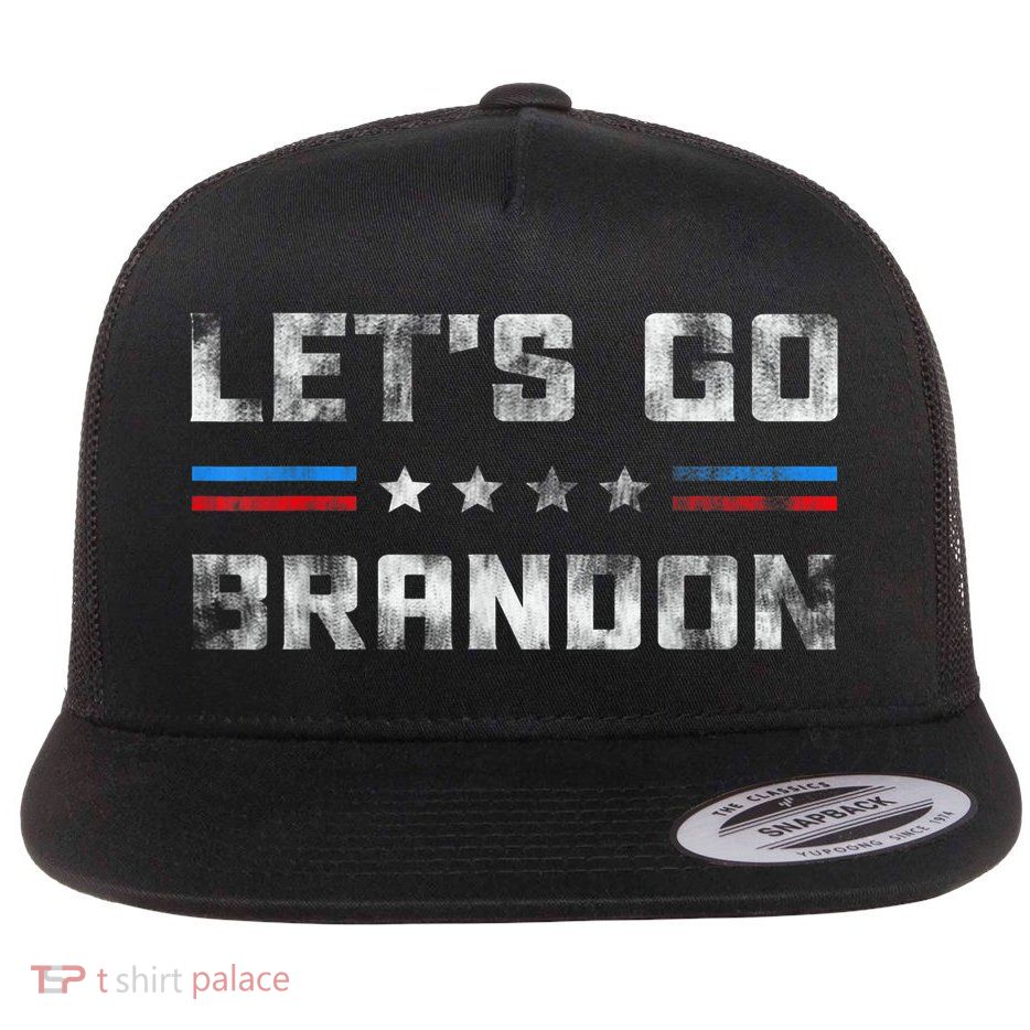 Let’s Go Brandon Conservative US Flag Gifts Flat Bill Trucker Hat