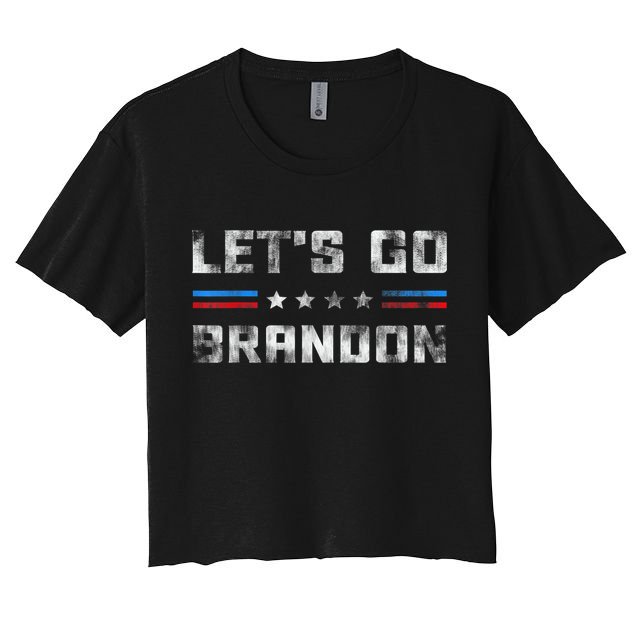 Let’s Go Brandon Conservative US Flag Gifts Women's Crop Top Tee