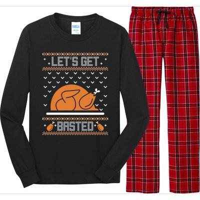 Lets Get Basted Funny Turkey Day Ugly Thanksgiving Great Gift Long Sleeve Pajama Set