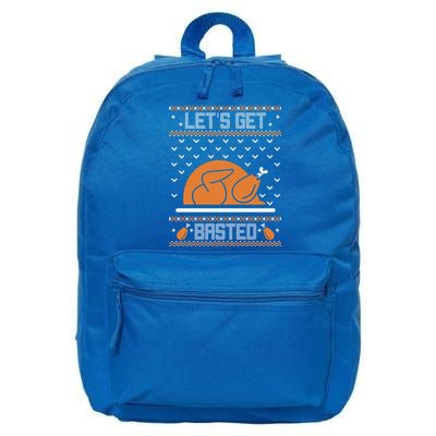 Lets Get Basted Funny Turkey Day Ugly Thanksgiving Great Gift 16 in Basic Backpack