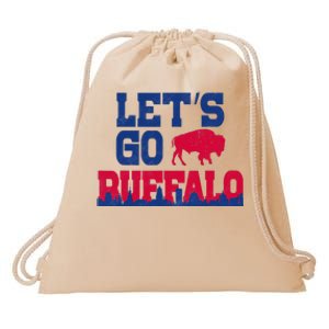 Lets Go Buffalo New York Buffalo Sports Fan Buffalo Drawstring Bag