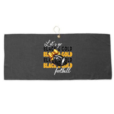 LetS Go Black & Gold Football Bow Large Microfiber Waffle Golf Towel