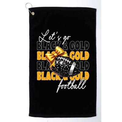 LetS Go Black & Gold Football Bow Platinum Collection Golf Towel