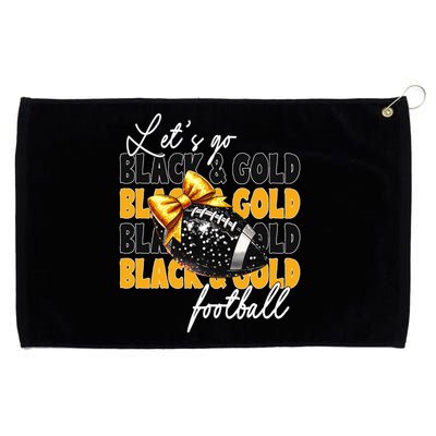 LetS Go Black & Gold Football Bow Grommeted Golf Towel