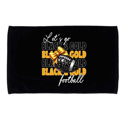 LetS Go Black & Gold Football Bow Microfiber Hand Towel