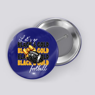 LetS Go Black & Gold Football Bow Button