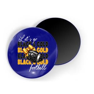 LetS Go Black & Gold Football Bow Magnet