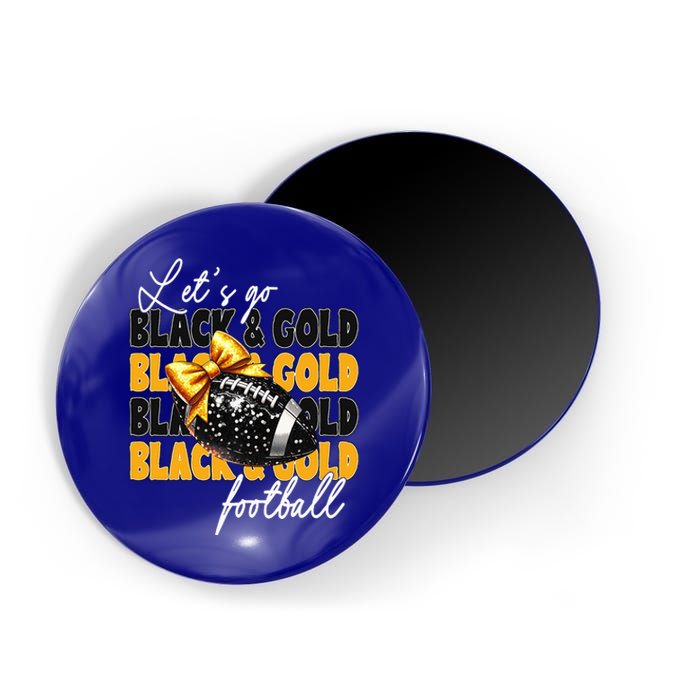 LetS Go Black & Gold Football Bow Magnet