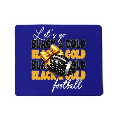 LetS Go Black & Gold Football Bow Mousepad