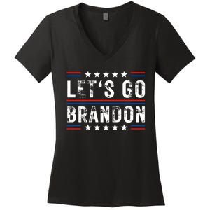 Lets Go Brandon Funny Trendy Sarcastic Lets Go Brandon Women's V-Neck T-Shirt