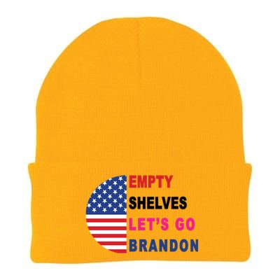 Lets Go Brandon Meme Empty Shelves Half Circle Flag Knit Cap Winter Beanie