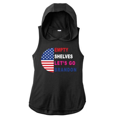 Lets Go Brandon Meme Empty Shelves Half Circle Flag Ladies PosiCharge Tri-Blend Wicking Draft Hoodie Tank