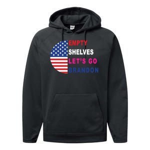 Lets Go Brandon Meme Empty Shelves Half Circle Flag Performance Fleece Hoodie